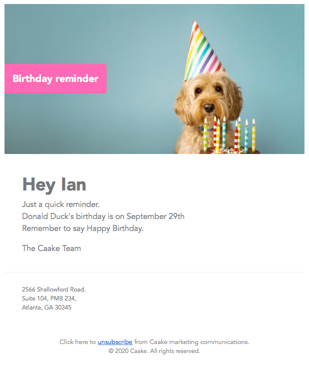 Email Birthday Reminder